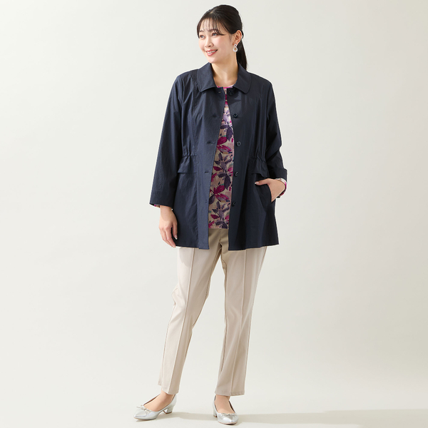 洗える・L～4Lサイズ】ストレッチストライプコート | レディース