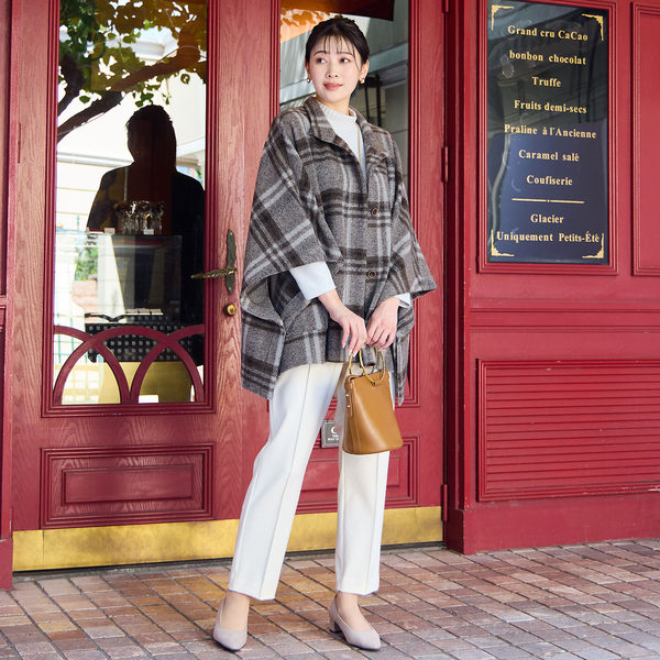 WEB限定カラーあり】スライバーチェック ケープジャケット