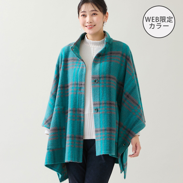 WEB限定カラーあり】スライバーチェック ケープジャケット