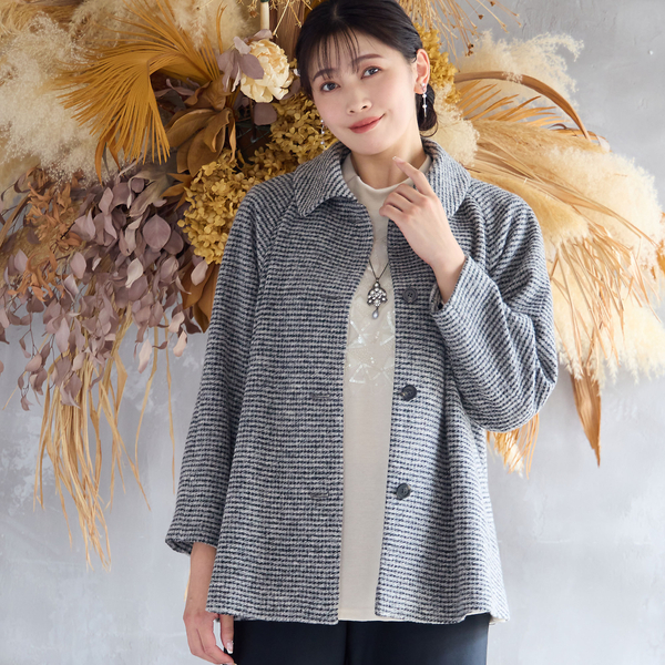 ジャケット・アウター pontago007 千鳥柄Aラインジャケット | レディースファッション【JUNIOR