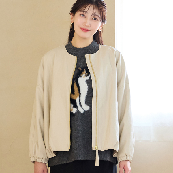  フェイクレザー　ベージュ ジャケット Lサイズ 3Lサイズあり】フェイクレザージャケット | レディースファッション