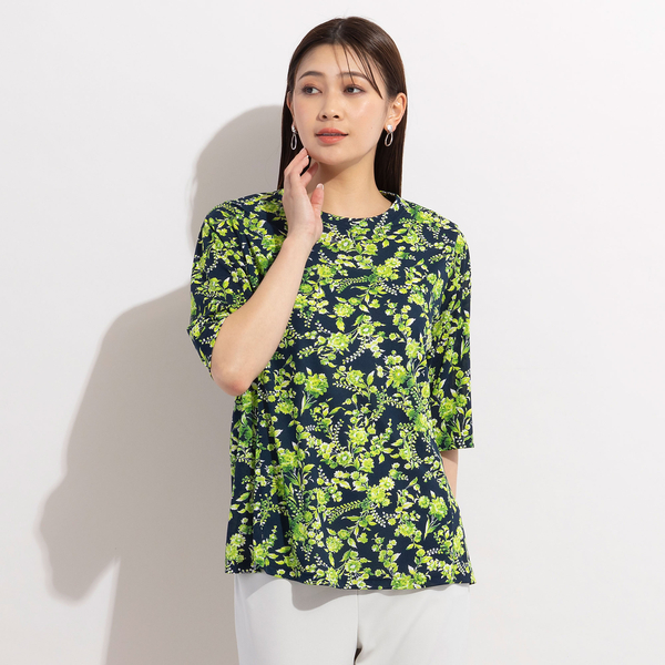 ポリエステルメッシュ・フラワープリントTシャツ レディースファッション【JUNIOR Online Shop】