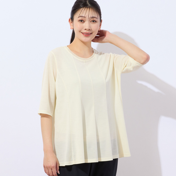 洗える・日本製】鹿の子ニット フレアTシャツ | レディース