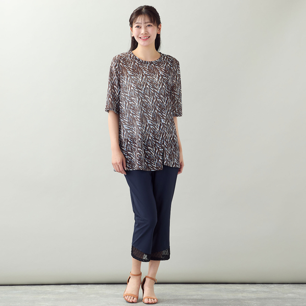 洗える・L～4Lサイズ】ゼブラ柄アシンメトリーTシャツ | レディース