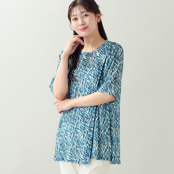 洗える・L～4Lサイズ】ゼブラ柄アシンメトリーTシャツ | レディース