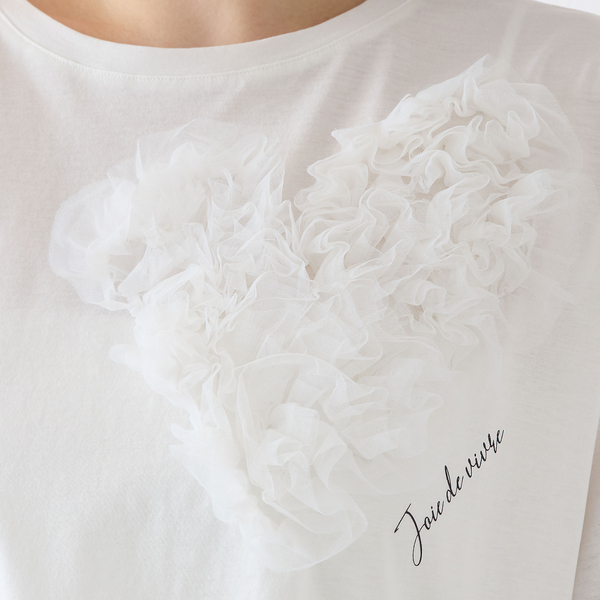 洗える・M～3Lサイズ】チュールハートTシャツ | レディース