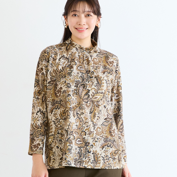 洗える・L～4Lサイズ】ペイズリー柄カットソー | レディース