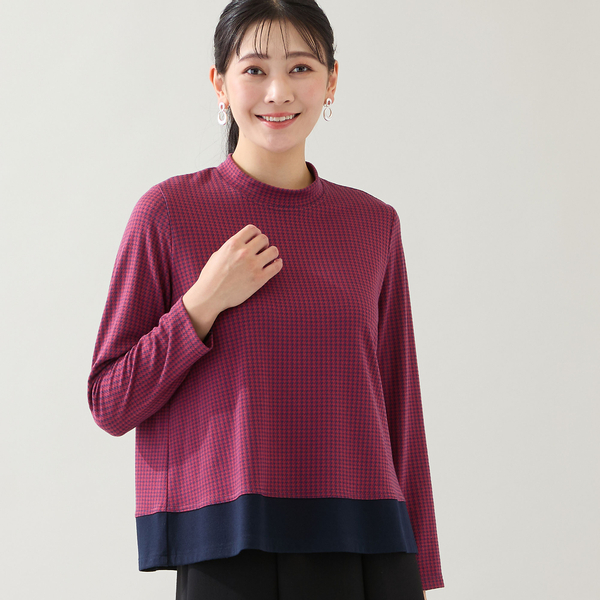 洗える・3L/4Lサイズあり】千鳥柄カットソー | レディースファッション