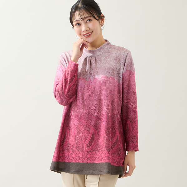 洗える・日本製・3L/4Lサイズあり】ペイズリー柄チュニック
