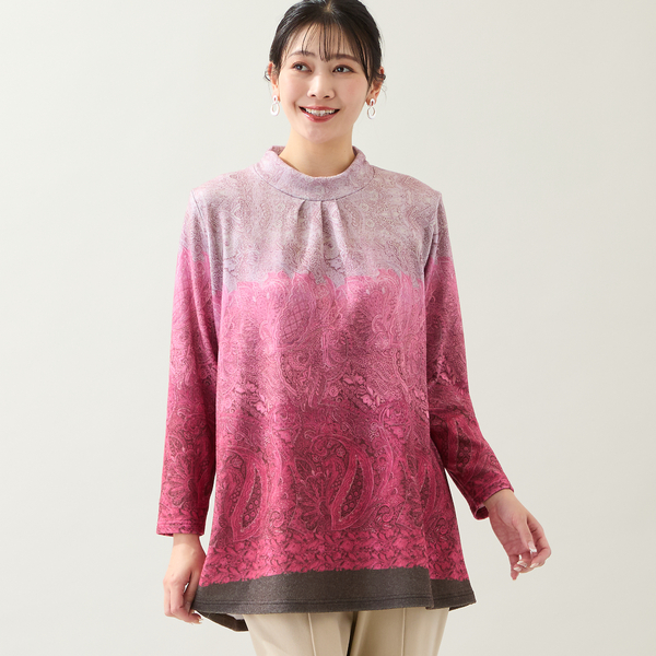 洗える・日本製・3L/4Lサイズあり】ペイズリー柄チュニック