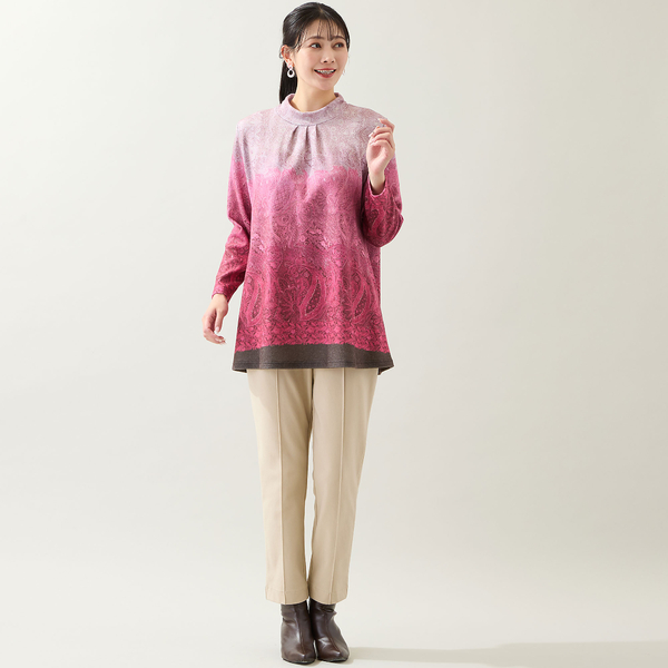 洗える・日本製・3L/4Lサイズあり】ペイズリー柄チュニック