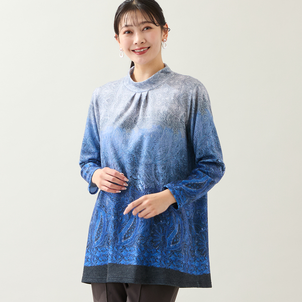 洗える・日本製・3L/4Lサイズあり】ペイズリー柄チュニック