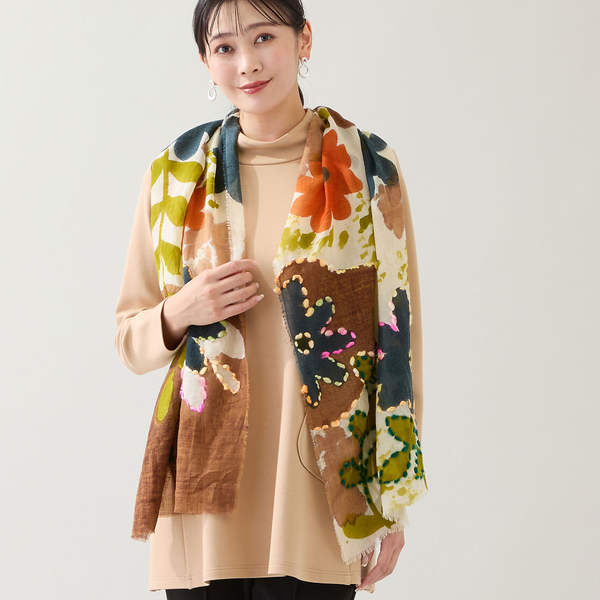 インド刺繍、花柄刺繍ストール フリンジ付き 一部店舗・WEB限定アイテム】インド刺繍ストール | レディース