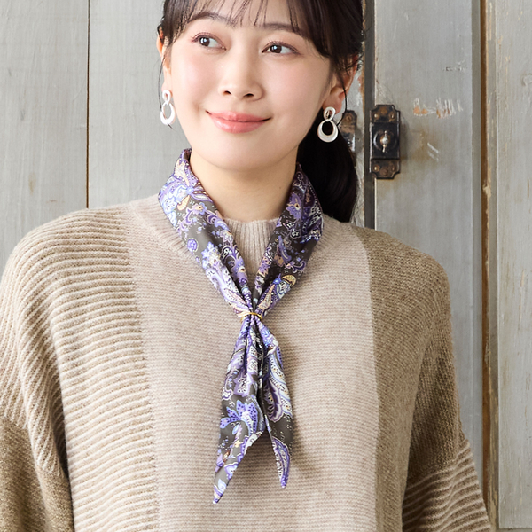 洗える・スカーフリング付き】ペイズリー柄スカーフ | レディース
