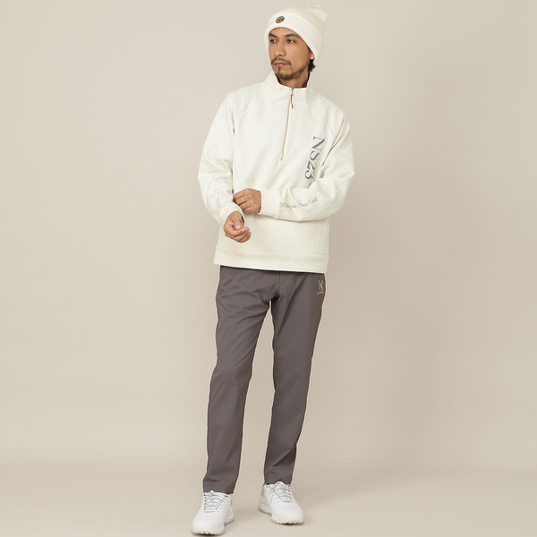 【超美品】ハタケヤマ　プロモデルハーフジップ長袖ジャンパー　ホワイトM Men's】膨れJQ ハーフZIPモック | レディースファッション【JUNIOR