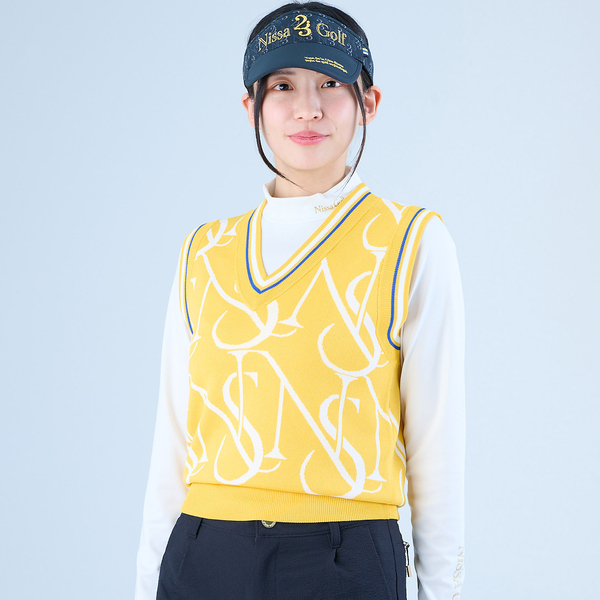 NS23 par Nissa Golf / エヌエス23・パー・ニッサゴルフ 【林菜乃子プロ着用】【レディース】モノグラムニットベスト 林菜乃子プロ着用】【レディース】モノグラムニットベスト
