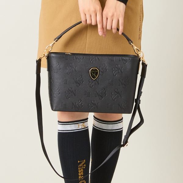 本革使用】エンボス加工ショルダーバッグ大 | レディースファッション