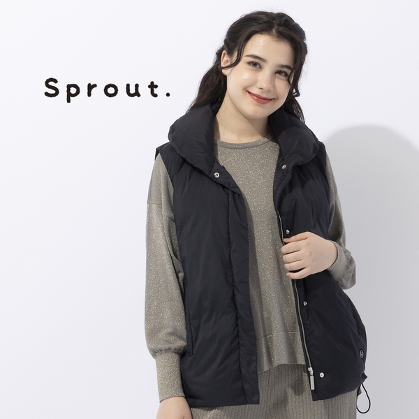 Sprout.】ナイロンタフタ ボリューム衿ダウンベスト | レディース