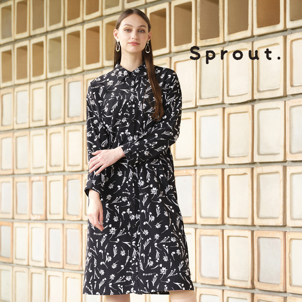Sprout.】フラワープリント シャツワンピース | レディース  