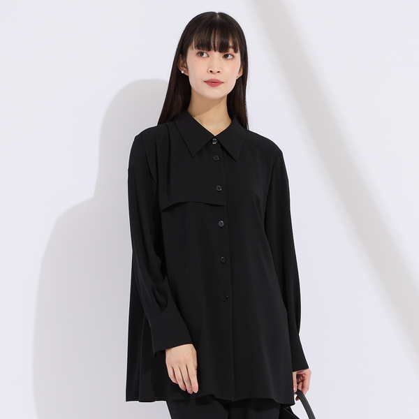 M～4L/セットアップ対応】バックサテン梨地衿付きブラウス