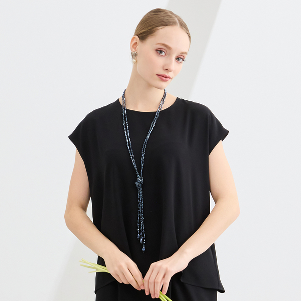 M～4L/セットアップ対応】バックサテン梨地フレンチスリーブブラウス