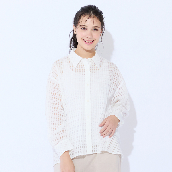 【25AW新品未開封】INDIAISBEAUTIFULツイルチェックブラウス M～4L】シースルーチェックブラウス | レディースファッション【JUNIOR