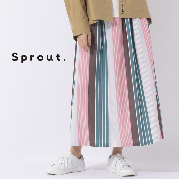 Sprout.】マルチストライプ オールゴムスカート | レディース