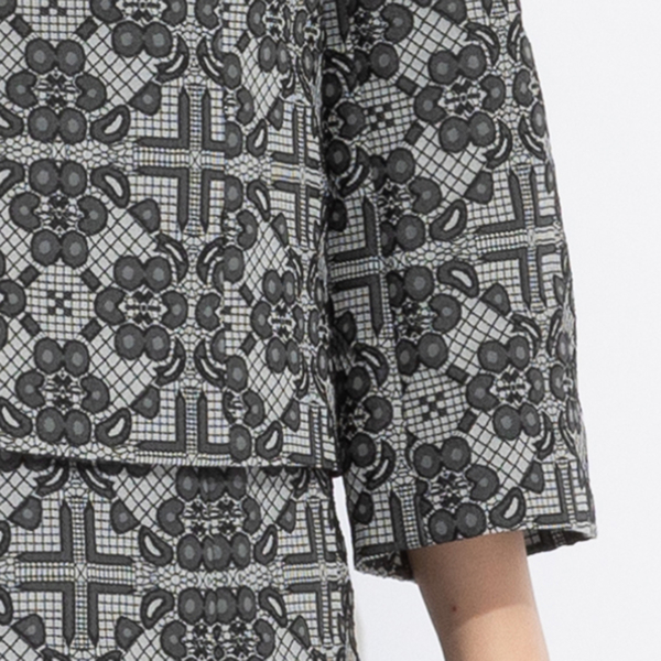 セットアップ対応】フラワージャカードノーカラージャケット