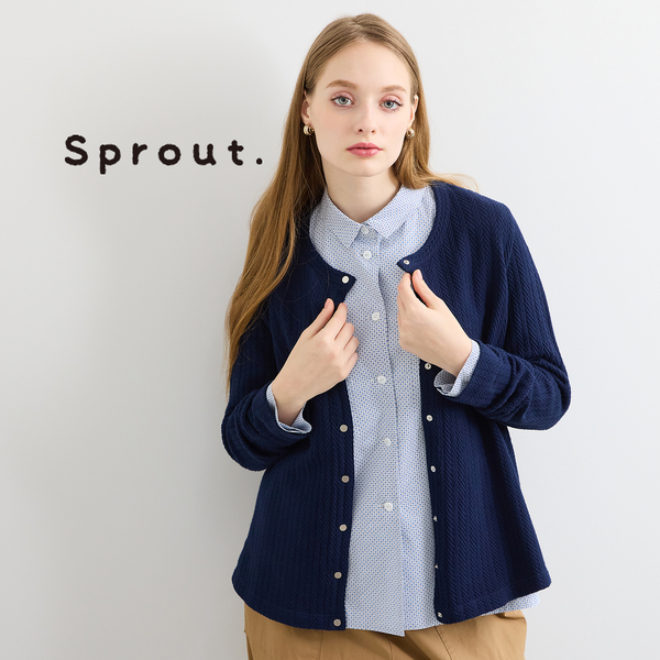 Sprout./M～4L】ヘリンボーンジャカードカーディガン | レディース