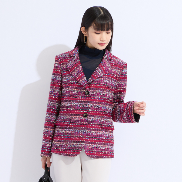 リリアンビューティ（Liliane Burty）/【11〜17号】米沢織フラッグモールツイードテーラードジャケット 11～17号】米沢織フラッグモールツイードテーラードジャケット