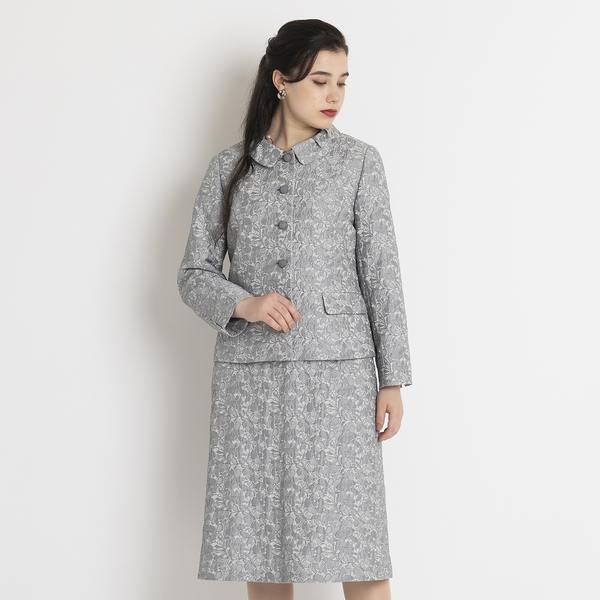 ふくれ織ジャカード タック衿ジャケット[セットアップ可] | レディース