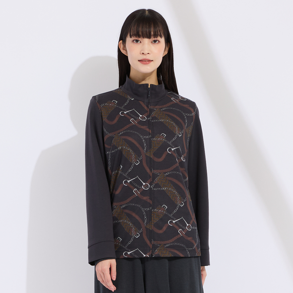 M～4L】オーナメントプリントジップアップジャケット | レディース