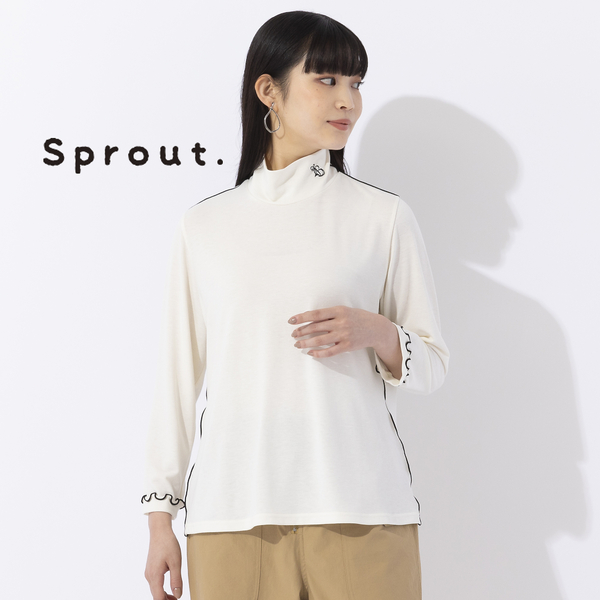 Sprout.】アルガン加工ベア天 ハイネックカットソー | レディース