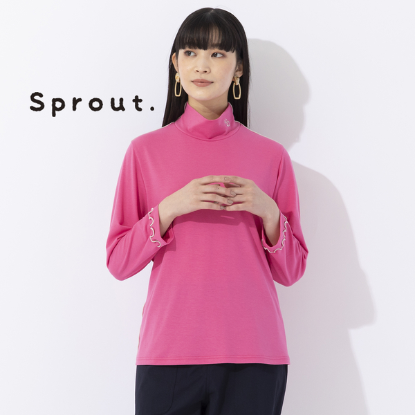 Sprout.】アルガン加工ベア天 ハイネックカットソー | レディース