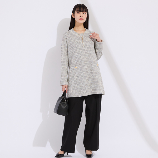 M～4L】イタリア製素材ラメニットツイードチュニック | レディース