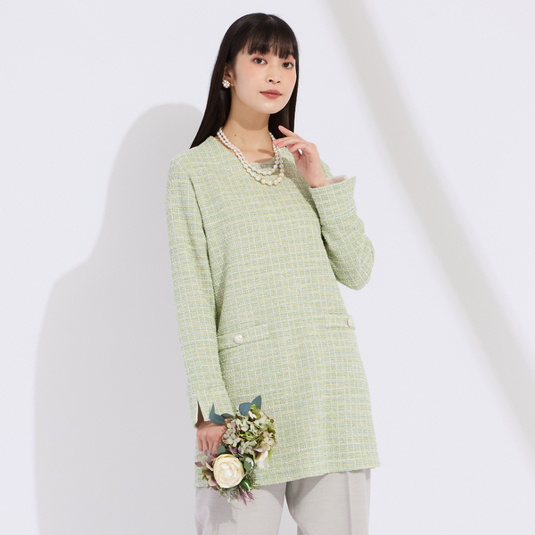 M～4L】イタリア製素材ラメニットツイードチュニック | レディース