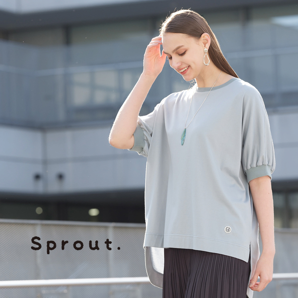 Sprout.】リブ使い プルオーバーコットンTシャツ［同素材アイテム有