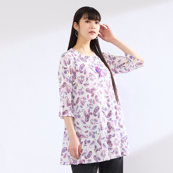【M〜4L】ウォッシャブルペイズリープリントTシャツ M～4L】ウォッシャブルペイズリープリントTシャツ | レディース