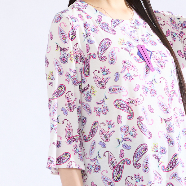 【M〜4L】ウォッシャブルペイズリープリントTシャツ M～4L】ウォッシャブルペイズリープリントTシャツ | レディース