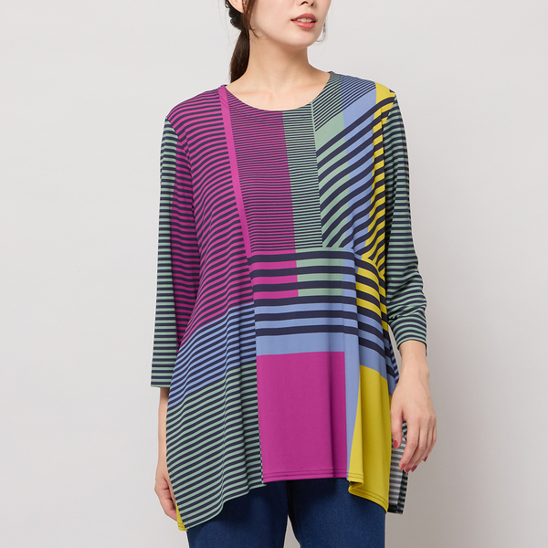 リリアンビューティ（Liliane Burty）/【M〜４L】ウォッシャブルマルチカラーボーダーTシャツ M～4L】ウォッシャブルマルチカラーボーダーTシャツ | レディース