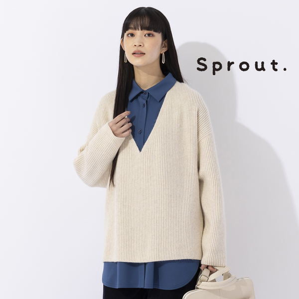 Sprout.】アンゴラ混ウール 深Vネックニット | レディースファッション