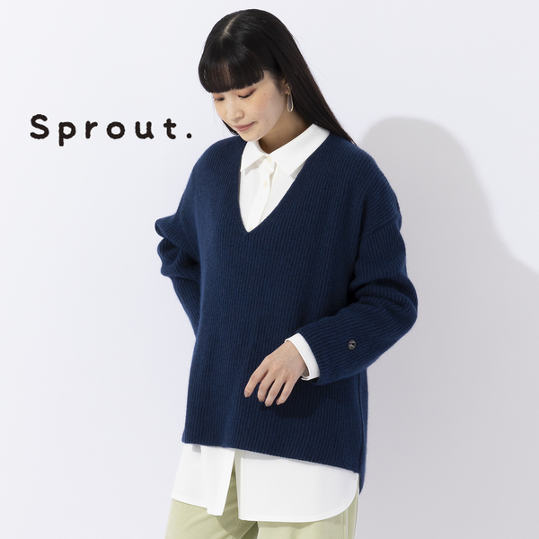 Sprout.】アンゴラ混ウール 深Vネックニット | レディースファッション