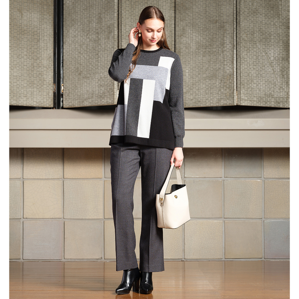 Selection】パッチワーク風 カシミヤニットプルオーバー | レディース