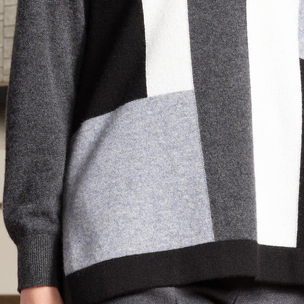 リリアンビューティ（Liliane Burty）/【Selection】パッチワーク風　カシミヤニットプルオーバー Selection】パッチワーク風 カシミヤニットプルオーバー | レディース