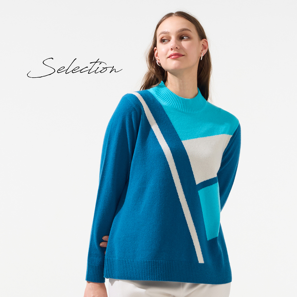 L～4L/アンサンブル対応】カシミヤスクエア柄ニット | レディース