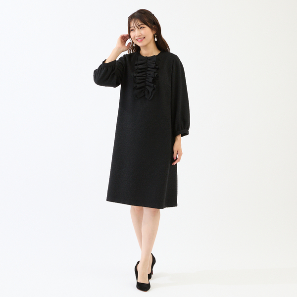 フロントリボンループツイードワンピース | レディースファッション