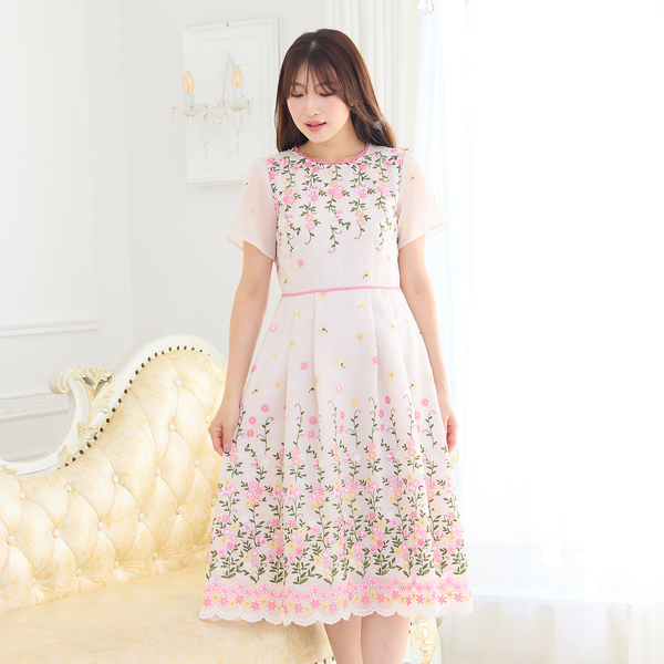 【TOCCA】 洗える！ 大きいサイズ オーガンジー 花柄 ワンピース OTONA ワンピース レディース 花柄 ブルー 春 夏 秋 長袖 ロング