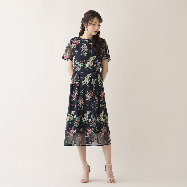 定価36,300円 ローズティアラジュエル チュール 刺繍 ワンピース 42