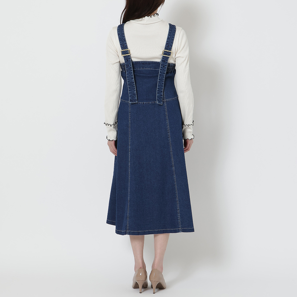 伸縮性◎】フレアデニムジャンパースカート | レディースファッション