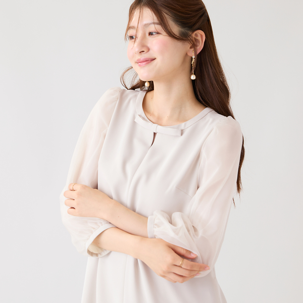 接触冷感/シワになりにくい】フロントリボンワンピース | レディース